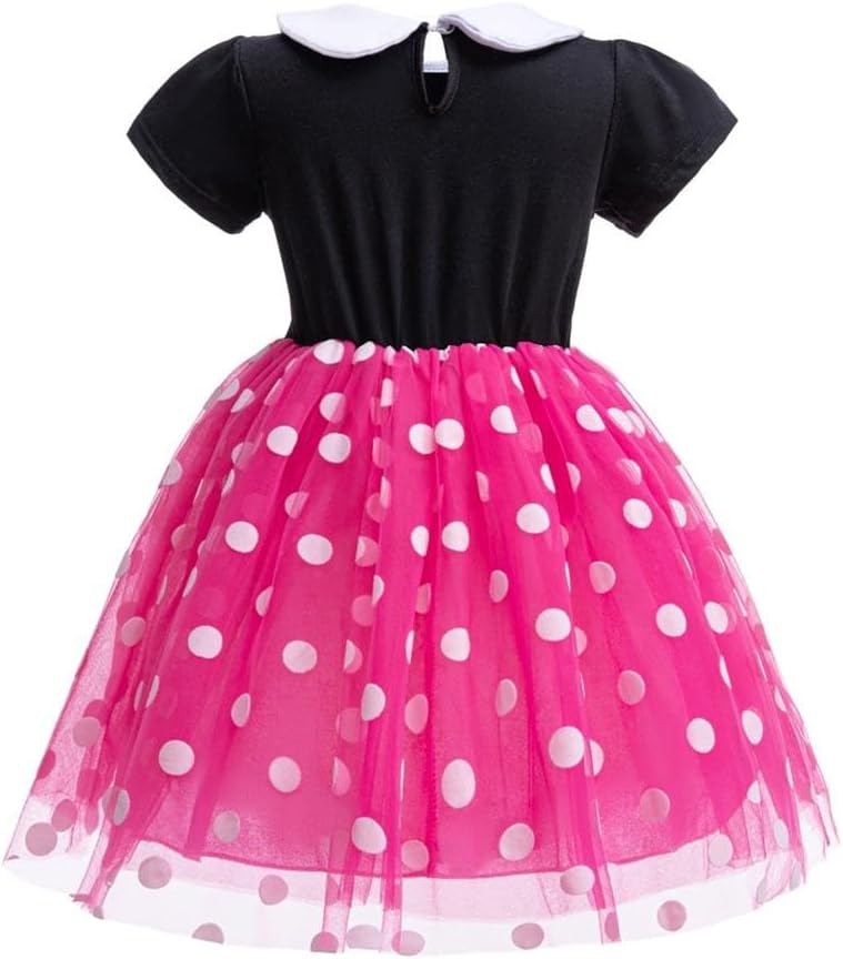 Dressy Daisy Baby Girl Polka Dots Fancy Dress Up Costume Birthday Party Tulle Dresses with Headband Pink/Red/Purple/Hot Pink