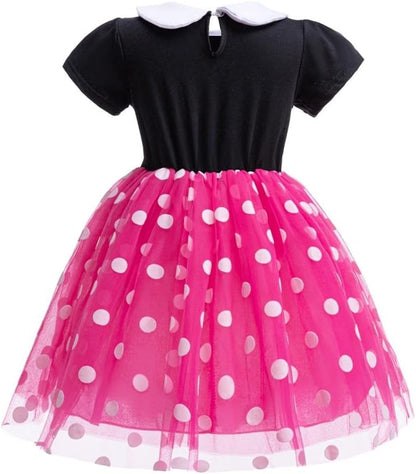 Dressy Daisy Baby Girl Polka Dots Fancy Dress Up Costume Birthday Party Tulle Dresses with Headband Pink/Red/Purple/Hot Pink