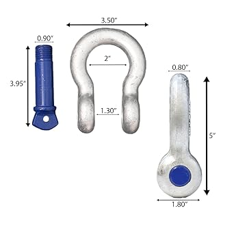 Forged Anchor Shackle 34  Heavy Duty Forged Steel - Versatile  Durable  Working Load Capacity up to 4.75 Ton-Corrosion  Rust Resistant-Towing, Rigging, and Heavy-Duty Equipment (4 Pack)