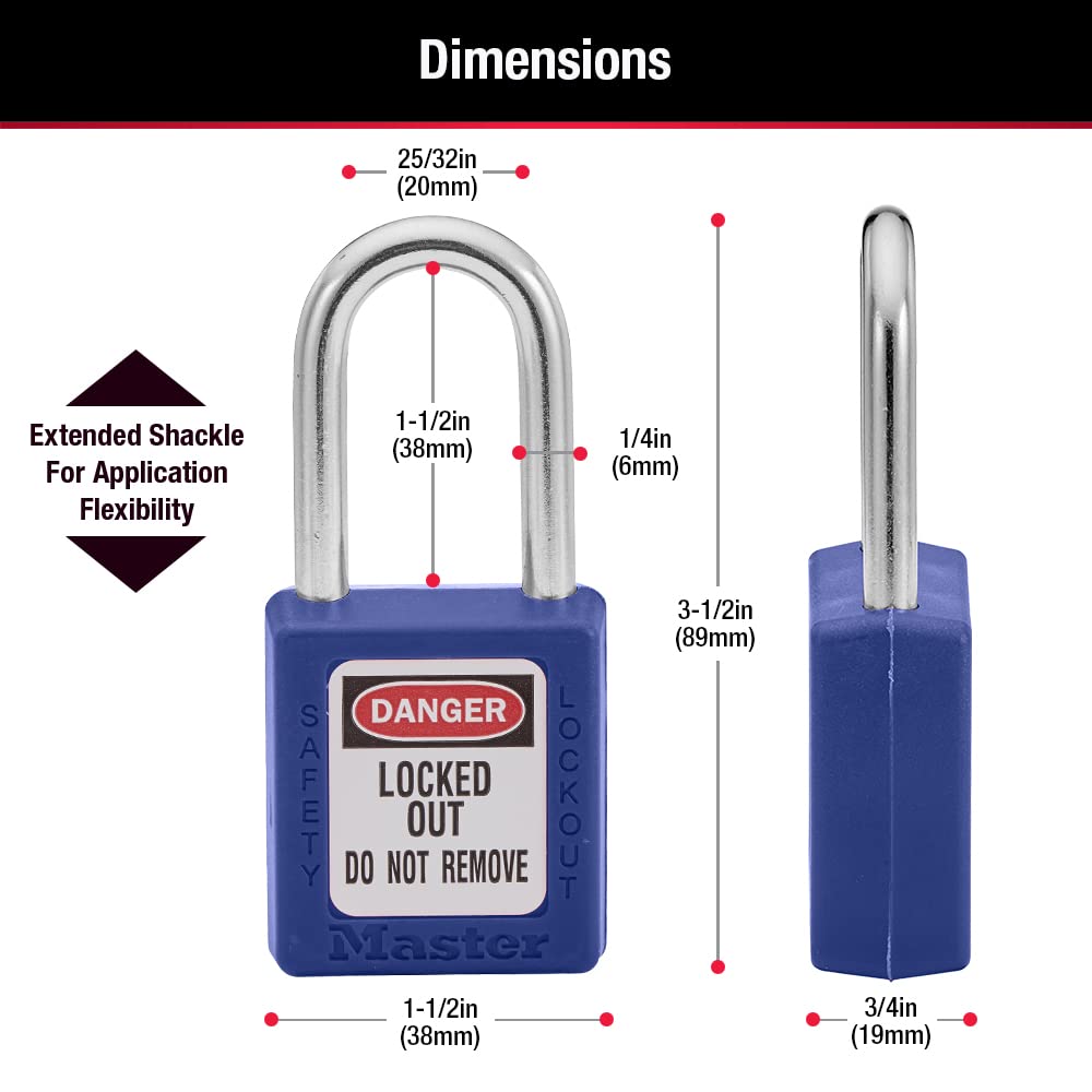 Master Lock 410BLU Lockout Tagout Safety Padlock with Key