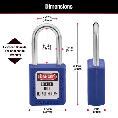 Master Lock 410BLU Lockout Tagout Safety Padlock with Key