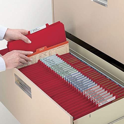 Smead 100 Recycled Pressboard Classification File Folder, 2 Dividers, 2" Expansion, Letter Size, Bright Red, 10 per Box (14061)