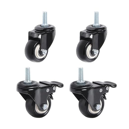 360 Degree Swivel Caster with M8M10 x 25mm Threaded Stem PU Office Chair Caster Wheels No Noise Wheels for Chair and Furniture (Color : 2 Pcs with Brake, Size : 1.5 inch)