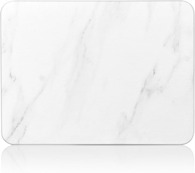Stone Dish Drying Mats for Kitchen Counter, Ultra Absorbent, Fast Dry, Non-Slip, Heat Resistant, Eco-Friendly Diatomaceous Earth Mat for Baby Bottles, Dishes, and More(16x12 inch, Whtie Marble)