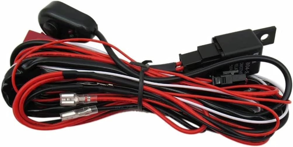 LED Light Bar Wiring Harness Kit 12V 40Amp 18AWG Fuse Relay ON/OFF Switch Fits For 12V light bars, spot lights, fog lights, driving lights, work lights