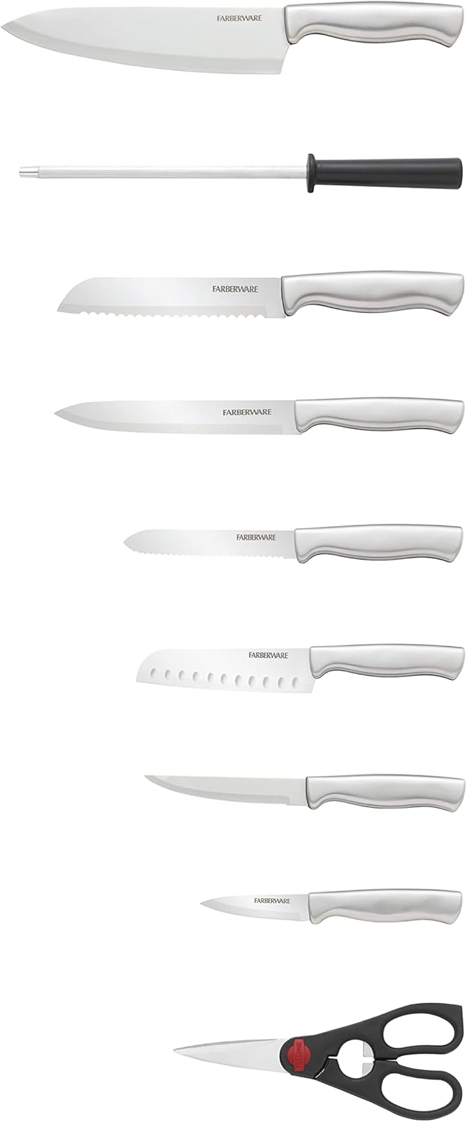 FARBERWARE 8-Piece Kitchen Knife Set with High-Carbon Stainless Steel Blades, Steak Knives, Razor Sharp and Ergonomic