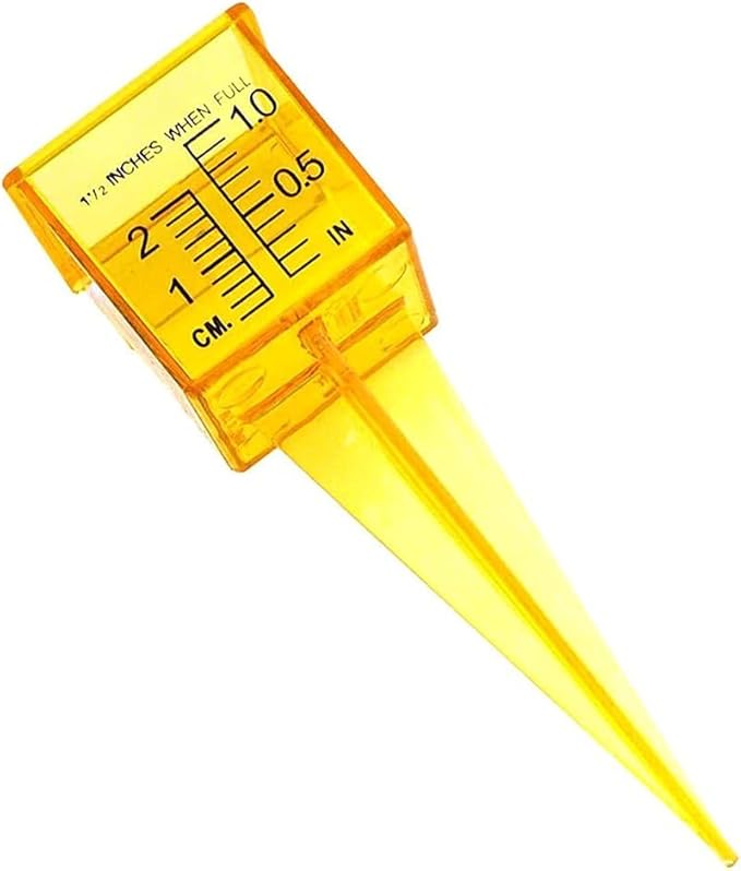 Yellow Mini Portable Sprinkler and Rain Gauge Wide Mouth Bright Yellow Outdoor Water Measuring Tool for Lawn Yard Outdoor Home Sprinkler Gauge 1 Pack Thermometers and Weather Instruments