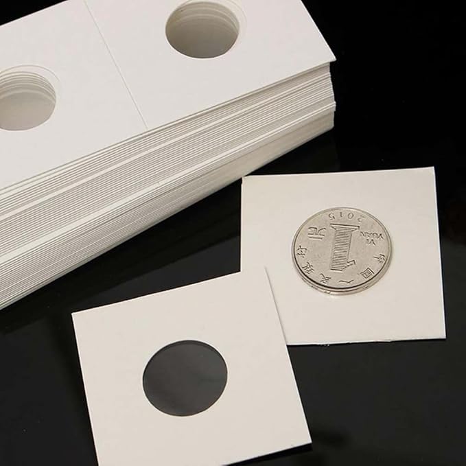 100 Pieces Cardboard Coin Flips 2x2 Holders Sleeves for All Coins Collection Supplies Currency Holder Storage for Pennies, Quarters, Stamp(40mm-100pcs)