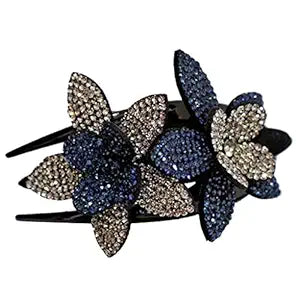 Rhinestone Hair Clips Duck Billed Plastic Flower Hair Clips Hair Claw Clips for Women Hair Barrettes for Girls Wedding Hairpin Bridal Hairpins Delicate Hair Accessories, Brown