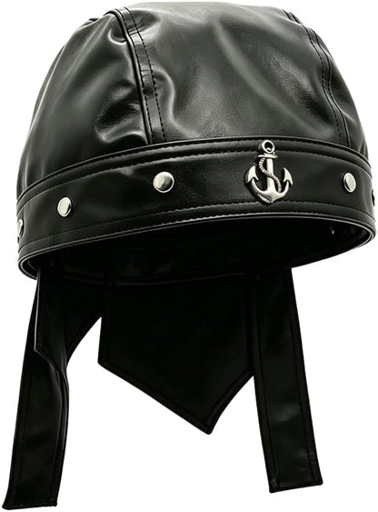 Biker Cap for Women Punk Motorcycle Skull Cap Adjustable Stylish Doo Rag Headwrap for Riding Outdoor Activities