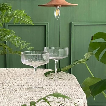 Martini Glasses set of 4, 10 oz Ribbed Coupe Glasses Champagne Coupe Glasses Set for Wine，Margarita Glass