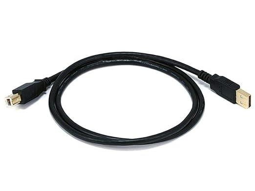 Monoprice USB-A Male to USB-B Male 2.0 Cable - 28/24AWG, Shielded, Gold Plated, 3 Feet, Black