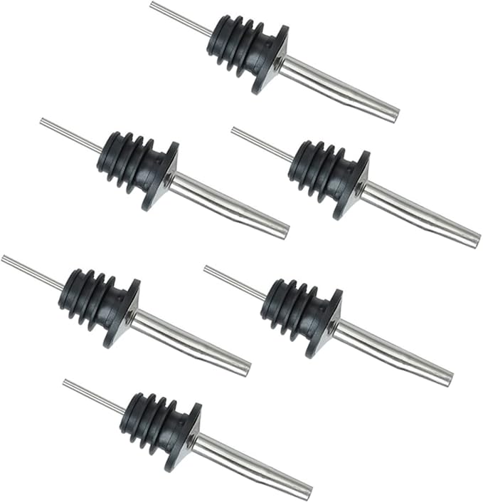 Ciieeo Elegant 6 Pack Stainless Steel Wine Cork Pourers Liquor Bottle Spout Dispenser Versatile for Juices Spirits