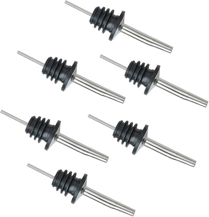 Ciieeo Elegant 6 Pack Stainless Steel Wine Cork Pourers Liquor Bottle Spout Dispenser Versatile for Juices Spirits