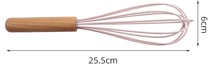 Cooking Wood Handle Egg Beater Whisk Manual Silicone Cream Mixer Stirring Milk Mixing Whisking Kitchen Utensil Baking Accessories Mixer