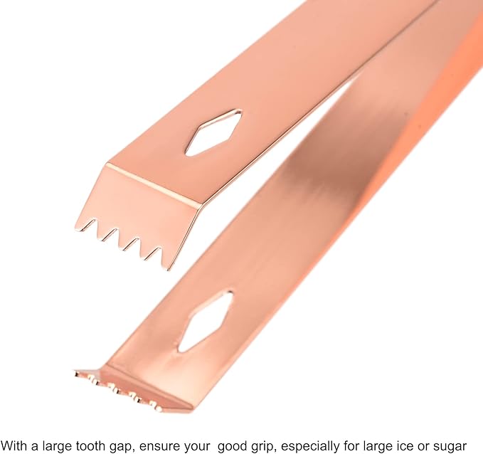 HARFINGTON Stainless Steel Ice Tong, 6.3" x 0.8" Mini Serving Tongs Sugar Tongs for Ice Bucket Cube Sugar Cube Bar Coffee Bar Kitchen, Rose Gold