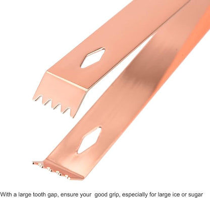 HARFINGTON Stainless Steel Ice Tong, 6.3" x 0.8" Mini Serving Tongs Sugar Tongs for Ice Bucket Cube Sugar Cube Bar Coffee Bar Kitchen, Rose Gold