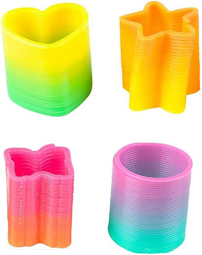 The Dreidel Company Rainbow Coil Spring Assortment, Heart, Star, Butterfly, Circle Shaped Coils, Party Favor for Kids, 1.4" (35mm) (12-Pack)