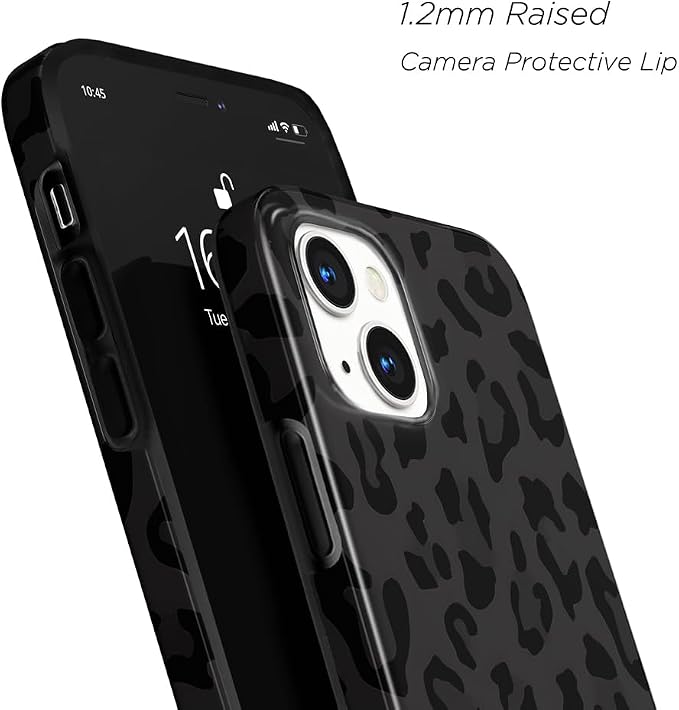 Compatible with iPhone 15/14 6.1 inch Protective Case Black Leopard Case Slim Soft TPU Silicone Shockproof Bumper Cover Compatible iPhone for 15/14 6.1