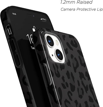 Compatible with iPhone 15/14 6.1 inch Protective Case Black Leopard Case Slim Soft TPU Silicone Shockproof Bumper Cover Compatible iPhone for 15/14 6.1