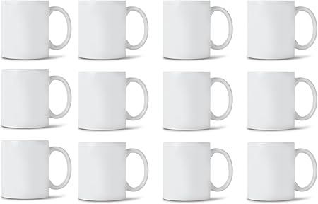 Premium Blank Sublimation Ceramic Mug White Mug for DIY Designs Heat Transfer Coffee Tea Drinking Mugs (15oz, 12 Pack)