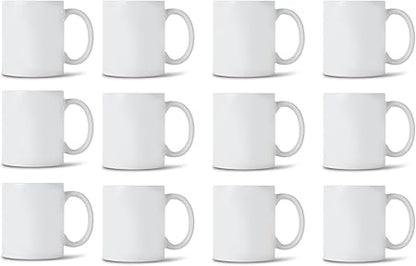 Premium Blank Sublimation Ceramic Mug White Mug for DIY Designs Heat Transfer Coffee Tea Drinking Mugs (15oz, 12 Pack)