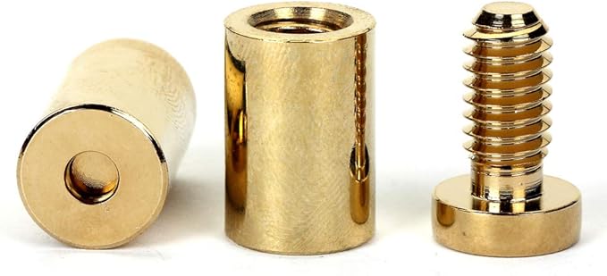 TOPNIKE Brass Flat Top Sign Standoffs, Standoff Holder Screw, 12"x 34", Polished Gold, for Acrylic, Glass, PVC, Glass Panel, Wood, with 2pcs Plastic Spacers, Pack of 4