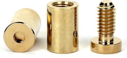 TOPNIKE Brass Flat Top Sign Standoffs, Standoff Holder Screw, 12"x 34", Polished Gold, for Acrylic, Glass, PVC, Glass Panel, Wood, with 2pcs Plastic Spacers, Pack of 4