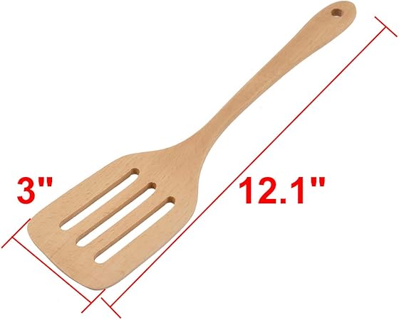 uxcell Wooden Hollow Design Cooking Ware Frying Turner Spatula Wood Color