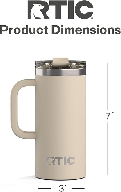RTIC 16oz Road Trip Travel Mug with Lid and Handle, Ceramic Lined, Insulated, Stainless Steel, Metal, Double Wall Vacuum-Insulation, Portable Coffee, Tea Cup for Hot and Cold Drink, Orchid