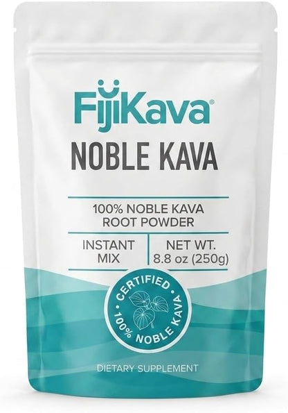 FijiKava Instant Kava Kava Powder 250g – Premium Kava Root Powder with High Kavalactone Content – Natural Relaxation Aid for Calmness, Stress Relief, and Sleep Support – Easy-to-Mix