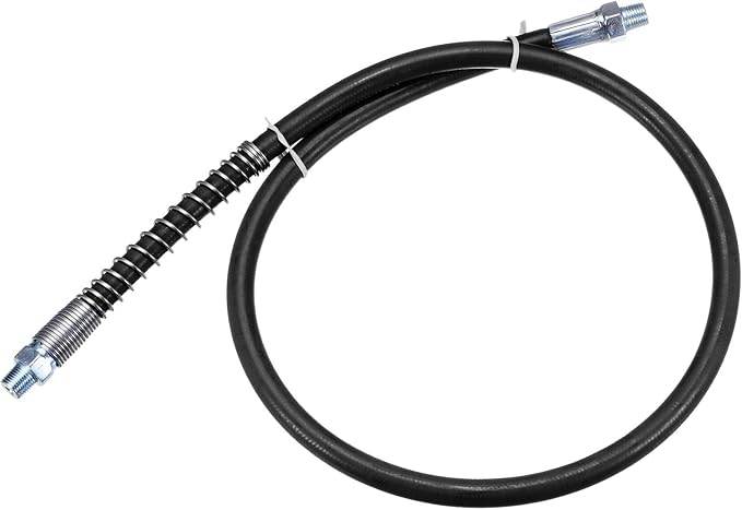 HARFINGTON Grease Gun Hose 31.5" 10000 PSI Spring Flex High Pressure Quick Release Grease Replacement with Coupler 18" NPT Threads for Grease Gun, Black