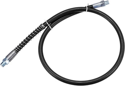 HARFINGTON Grease Gun Hose 31.5" 10000 PSI Spring Flex High Pressure Quick Release Grease Replacement with Coupler 18" NPT Threads for Grease Gun, Black