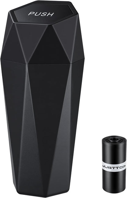 JUSTTOP Small Car Trash Can with Lid, Diamond Design