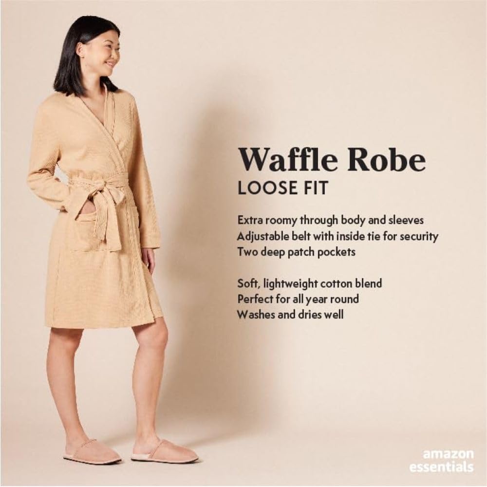 XL Essentials Women's Lightweight Waffle Full-Length Bath Robe (Available in Plus Size)