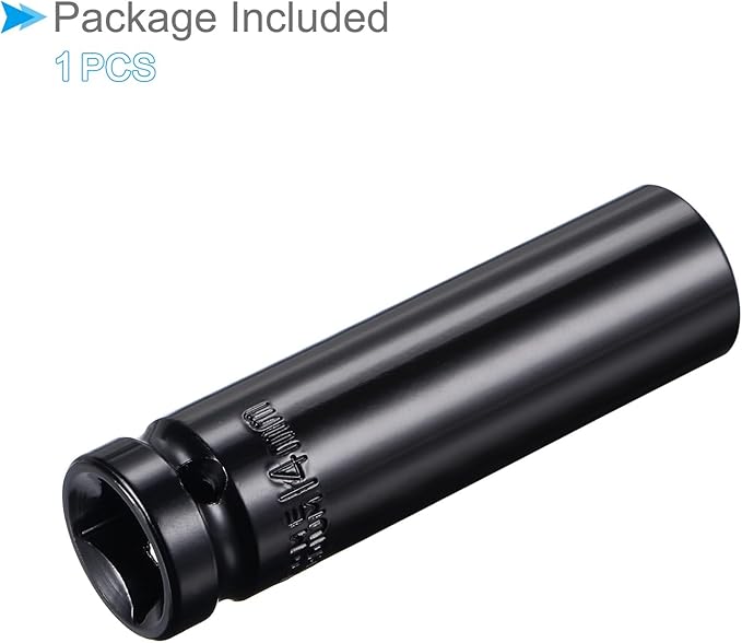 Deep Impact Socket, 12" Drive 14mm Socket, CR-V Steel Rounded Corner Design 6-Point Deep Impact Socket - (Applications: for Screw Installation and Removal)