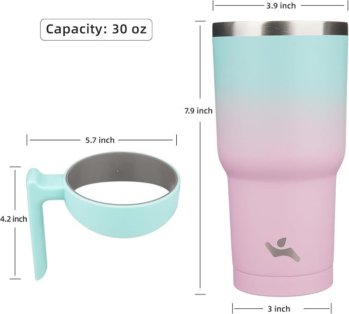 Konokyo 30 oz Tumbler with Handle and Straw, Insulated Travel Mug