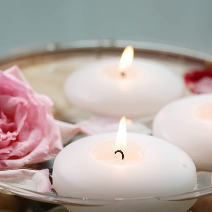 7 Pack Floating Candles, 3” White Unscented Dripless Wax Burning Candles, for Cylinder Vases, Weddings, Party and Holiday