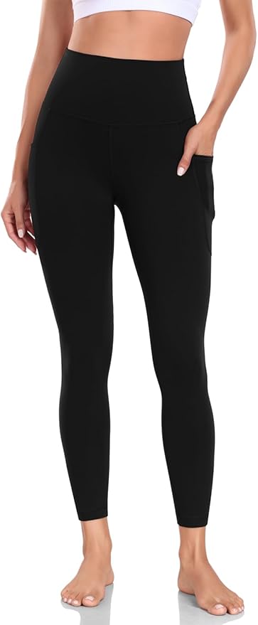 HeyNuts Workout Pro/Yoga Pro 7/8 Leggings with Side Pockets for Women, High Waisted Tummy Control Compression Pants 25''