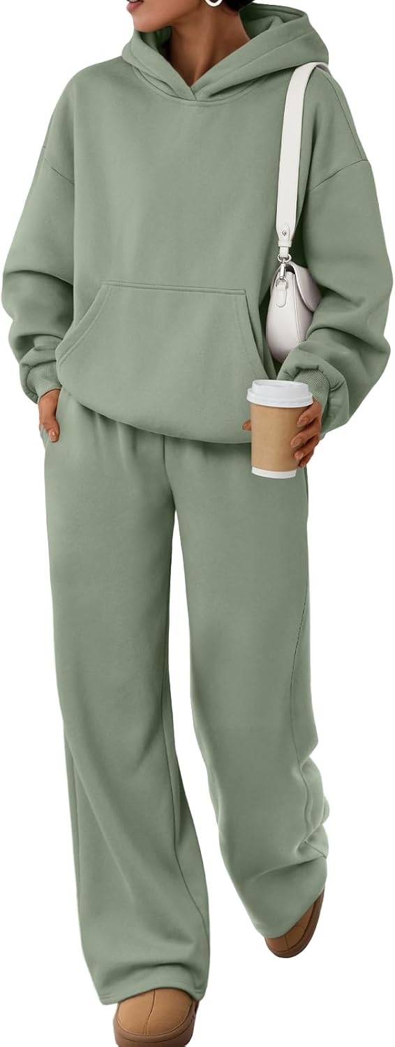 Trendy Queen 2 Piece Lounge Sweat Sets Oversized Sweatshirts & Wide Leg Pants.