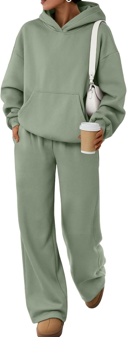 Trendy Queen 2 Piece Lounge Sweat Sets Oversized Sweatshirts & Wide Leg Pants.