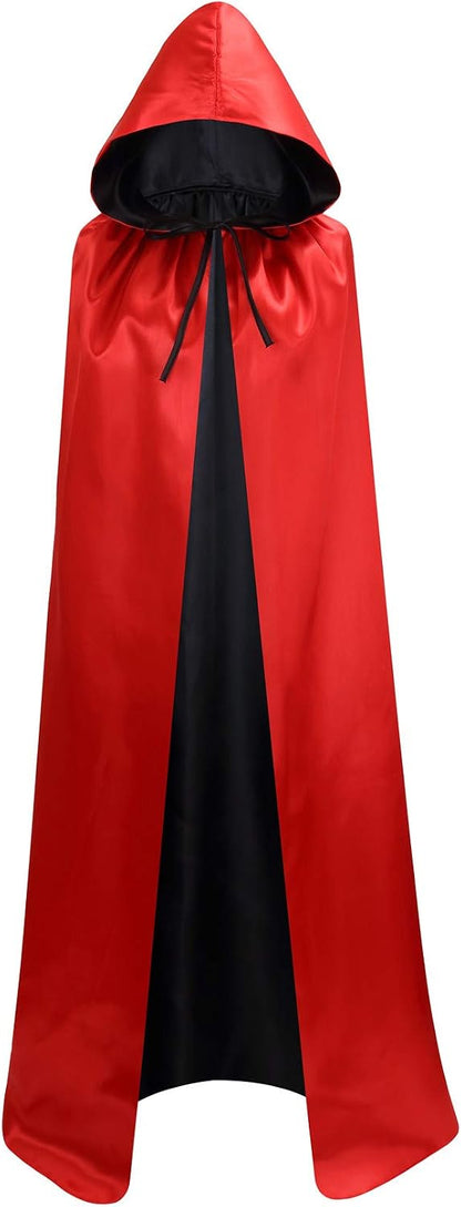 Unisex Adults Reversible Hooded Cloak Cape For Christmas Halloween Party Vampires Cosplay Costumes (Small)