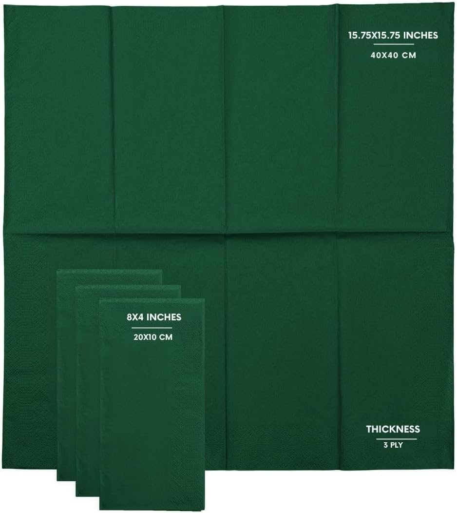 White 3-Ply Disposable Dinner Napkins, 200 Count, 1/8 Fold – Premium Paper Napkins for Parties, Weddings, Restaurants, Bars & Events, EU Made