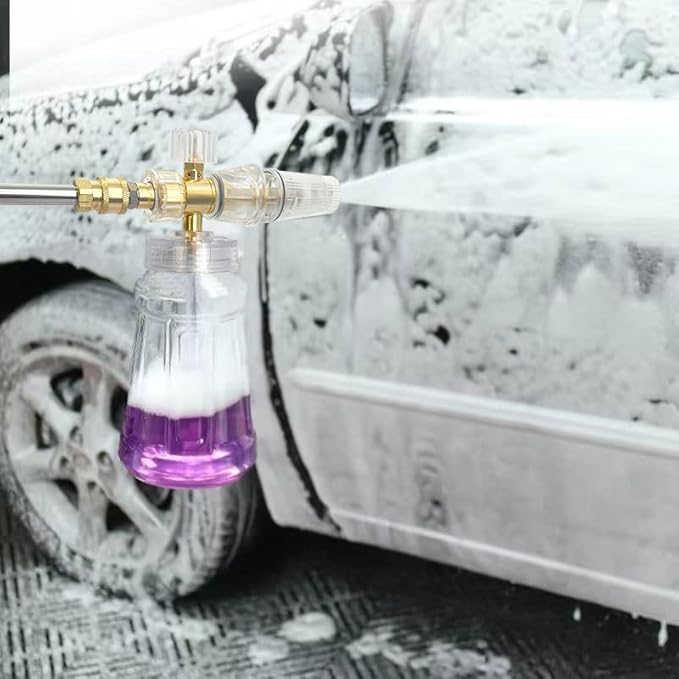 Foam Cannon - Pressure Washer Gun with 14 Inch Quick Connect and Adjustable Nozzle Car Wash Sprayer with 1 L Bottle, Professional Car Foam Cannon Fits Most Power Washing Accessories (4000 PSI)