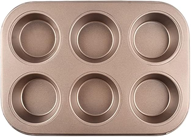 Mini Bund Cake Pan, 6-Cavity Fluted Tube Cake Pan Brownie Bowl Pan Small Round Cake Mold Shortcake Pan for Fall Baking Thanksgiving Bavarois Carbon Steel Cake Pan, Gold