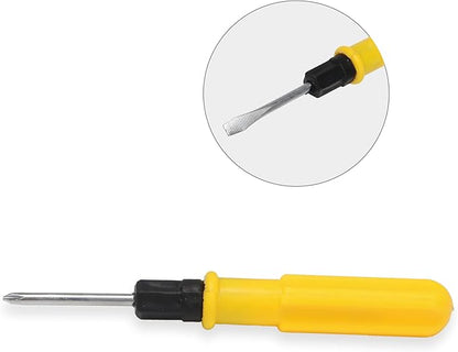 Double Head Detachable Screwdriver (4mm Cross  6mm Slotted) with Yellow Handle