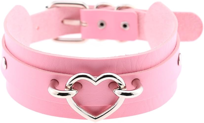 eYLun Women Leather Necklaces Collar Choker Heart Punk Rock Adjustable Collar Necklaces