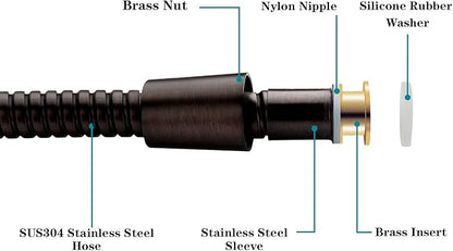 BRIGHT SHOWERS Shower Hose For Hand Held Shower Heads, 59 Inches Cord Stainless Steel Hand Shower Hose, Ultra-Flexible Replacement Part with Brass Insert, Oil Rubbed Bronze