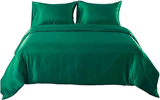 4 Pcs Silk Satin Sheet Set Luxury Bedding Sets -, 1 Fitted Sheet, 1 Flat Sheet and 2 Pillow Shams.(Teal,Twin)