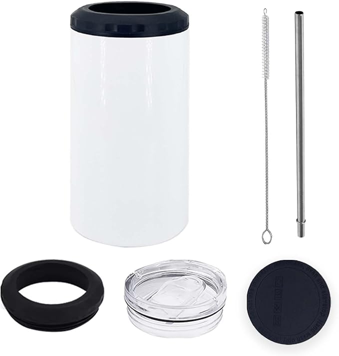 16 oz 1pack Sublimation 4 in 1 Can Cooler Tumbler Blank,Double Stainless Steel Vacuum Insulated for Hot and Cold Beverages,Standard Can,Beer Bottle and Insulated Mugs